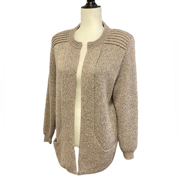 Simply Natural Linda Ebel Cape Alpaca Blend Cardigan OS MELANGE TAN - Picture 5 of 12